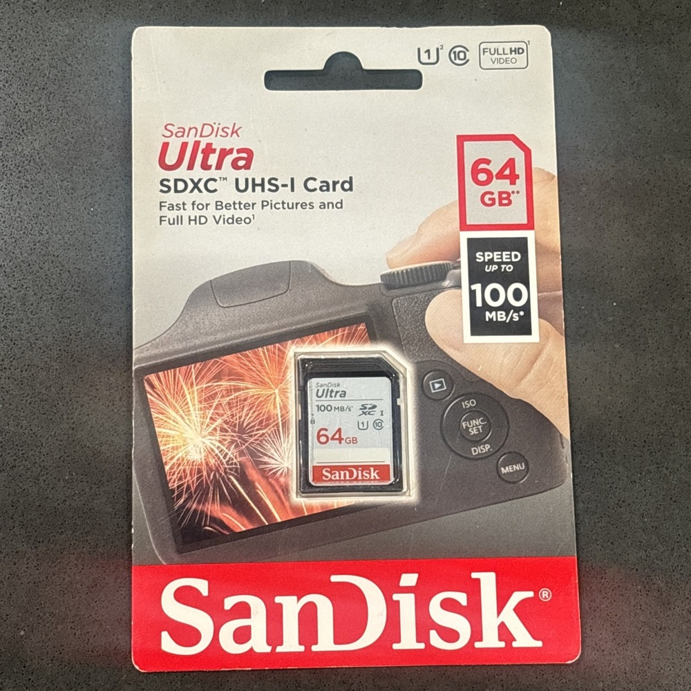 SanDisk Ultra 64GB UHS-I Memory Card Full HD Video 100MBs Speed Waterproof